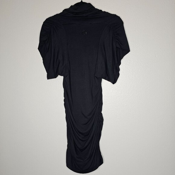 Y2K Guess By Marciano S Black Mini Dress Batwing Cowl Neck Going Out Clubbing - Picture 5 of 6